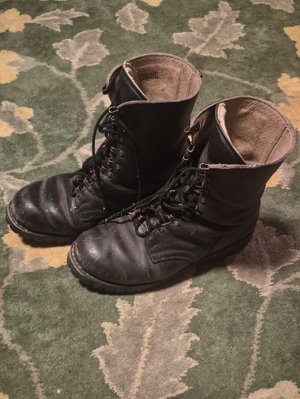 Men's Black Leather Lace-Up Work Boots